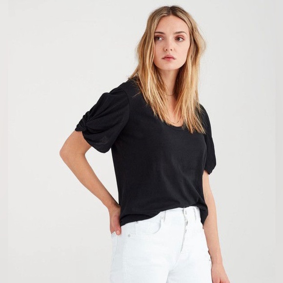 7 For All Mankind Twist Sleeve Tee, Size M - Picture 1 of 11